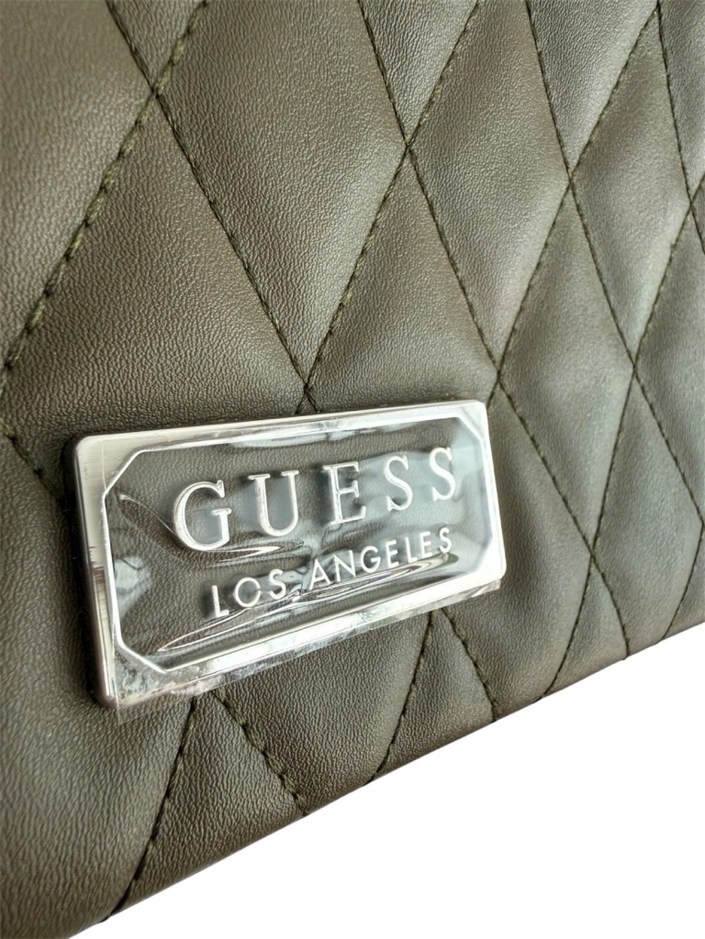 Guess Quilted Olive Top Handle Crossbody Bag - Picture 2 of 12